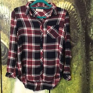 Comfy women’s Pink Rose  plaid button down